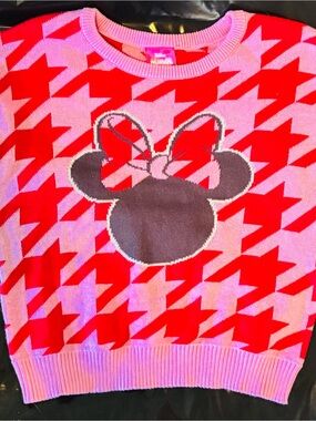 Disney Minnie Pink and Red Knit Crewneck